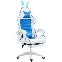 Vinsetto Racing Gaming Chair, Reclining PU Leather Computer Chair with Removable Rabbit Ears, Footrest and Lumber Support, Blue Aosom UK