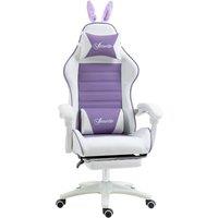 Vinsetto Racing Gaming Chair, Reclining PU Leather Computer Chair with Removable Rabbit Ears, Footre