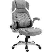 Vinsetto Ergonomic Desk Chair, Linen-Look Office Chair with Adjustable Height, Ergonomic Armrests & Wheels Grey Aosom UK