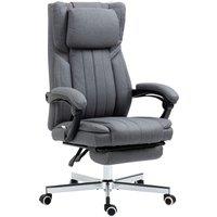 HOMCOM Executive Office Chair, Computer Desk Chair with High Back, Adjustable Headrest, Footrest, Reclining, Dark Grey Aosom UK