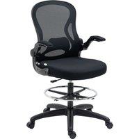 Vinsetto Adjustable Standing Desk Chair with Flip-up Armrests Lumbar Support Armrests Adjustable Footrest Ring Black