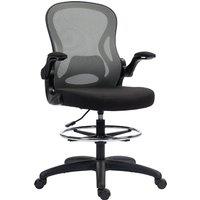 Vinsetto Adjustable Mesh Standing Desk Chair with Flip-up Armrests Lumbar Support Armrests Adjustable Footrest Ring, Dark Grey