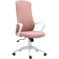 Vinsetto Elastic High-Back Office Chair with Armrests, Tilt & Adjustable Seat Height, Comfortable Desk Chair, Pink. Aosom UK