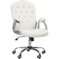 Vinsetto Velvet-Feel Work Chair, with Diamante Back - Cream