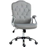 Vinsetto Velvet-Feel Work Chair, with Diamante Back - Grey
