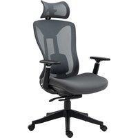 Vinsetto Mesh Office Chair, Ergonomic Desk Chair with Adjustable Headrest, Lumbar Support, 3D Armrest, Sliding Seat, Swivel Wheels, Grey Aosom UK