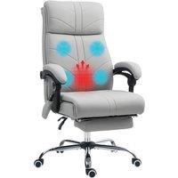 Vinsetto 4 Points Massage Office Chair with 3 Modes, Heating Office Chair with Foam Padding, Adjustable Swivel, Footrest, Light Grey Aosom UK