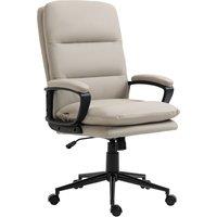 Vinsetto Swivel Office Chair, PU Leather Ergonomic Desk Chair with Adjustable Height & Rolling Wheels for Home Study, Light Grey Aosom UK