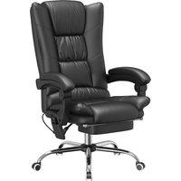 Vinsetto High-Back Office Chair, PU Leather Recliner with Vibration Heated Massage & Ergonomic Footrest, Black Aosom UK