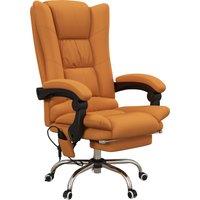 Vinsetto Vibration Massage Office Chair with Heat, PU Leather Computer Chair with Footrest, Armrest, Reclining Back, Light Brown