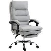 Vinsetto Massage Office Chair w/ Heat & Vibration, Executive Office Chair w/ Footrest, Armrest, Reclining Back, Double-tier Padding, Grey Aosom UK