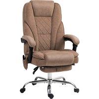 Vinsetto Massage Office Chair, Heated Reclining Computer Chair with Adjustable Height and Footrest, Brown