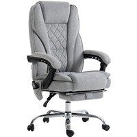 Vinsetto Massage Office Chair, Heated Reclining Computer Chair with Adjustable Height and Footrest, Grey