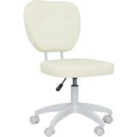 Vinsetto Vanity Office Chair, PU Leather Computer Chair for Home, with Adjustable Height, Armless, Swivel Wheels, Cream