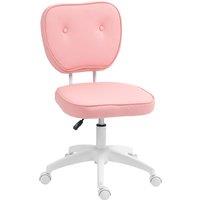 Vinsetto Vanity Office Chair, PU Leather Computer Chair for Home, with Adjustable Height, Armless, Swivel Wheels, Pink Aosom UK