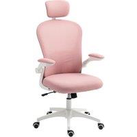 Vinsetto Multi-Adjustable Office Chair, with Lumbar Support, Headrest and Mesh Back - Pink