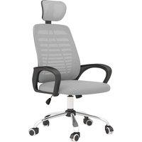 Vinsetto Mesh Office Chair, Ergonomic Office Chair with Armrests, Rotatable Headrest & Lumbar Back Support, Grey Aosom UK