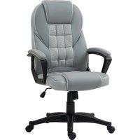 HOMCOM Faux Leather Office Chair with Adjustable Height and Tilt Function, Swivel Executive Chair with High Back and Armrests, Grey Aosom UK