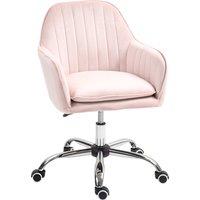 HOMCOM Velvet-Feel Tub Office Chair, with Seat Cushion - Pink Aosom UK