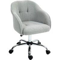 HOMCOM Swivel Armchair withTall Back, Teddy Fleece Office Chair, Makeup Vanity Chair with Height Adjustable, Wheels, for Home Study, Grey Aosom UK