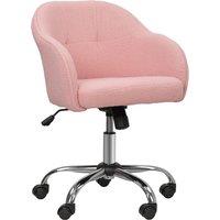 HOMCOM Teddy Fleece Swivel Office Chair - Pink