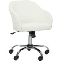 HOMCOM Velvet-feel Swivel Office Chair - Cream