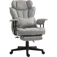HOMCOM Executive Office Chair, Ergonomic Desk Chair with Foot Rest, Lumbar Support, Reclining Function and Wide Seat, Grey