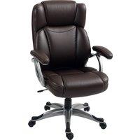 HOMCOM Executive Office Chair, PU Leather Desk Chair with Adjustable Height, Swivel Wheels & Tilt Function for Home Office, Brown Aosom UK