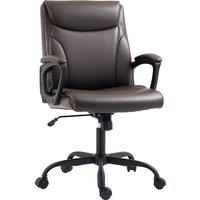 HOMCOM Swivel Office Chair, Faux Leather Desk Chair with Adjustable Height, Tilt Function & Wheels for Office & Study, Brown Aosom UK
