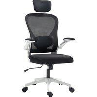 HOMCOM Executive Office Chair, Ergonomic Mesh High Back Desk Chair with Rotatable Headrest, Adjustable Lumbar Support for Home Study, Black