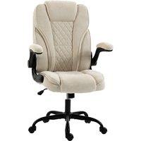 HOMCOM Office Chair, Ergonomic Desk Chair with Flip-up Armrest, Pocket Springs, Swivel Wheels, Adjustable Height, Beige