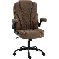 HOMCOM Office Chair, Ergonomic Desk Chair with Flip-up Armrest, Pocket Springs, Swivel Wheels, Adjustable Height, Brown