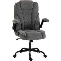 HOMCOM Office Chair, Ergonomic Desk Chair with Flip-up Armrest, Pocket Springs, Swivel Wheels, Adjustable Height, Grey