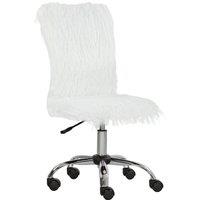 HOMCOM Plush Office Desk Chair, Modern Armless Swivel Vanity Chair with Adjustable Height for Home Office, Bedroom, Living Room, White