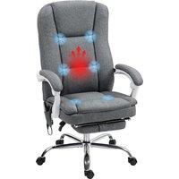 HOMCOM Executive Office Chair with 8-point Massage and Heat, Fabric Computer Desk Chair with Reclining Backrest, High Back, for Home, Grey Aosom UK