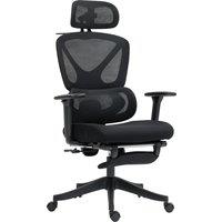 HOMCOM Home Office Chair, Executive Style, Adjustable Lumbar Support, Rotatable Headrest, Armrests, Black, Ideal for Work & Relaxation Aosom UK