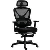 HOMCOM Mesh Desk Chair with 3D Armrests, Ergonomic Office Chair with Rotatable Headrest, Black