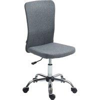 HOMCOM Armless Computer Desk Chair, Fabric Swivel Office Chair, Makeup Vanity Chair with Height Adjustable, Wheels, for Home Study Bedroom, Grey