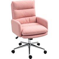 HOMCOM Recliner Office Chair, Cozy Swivel Desk Chair with Adjustable Height, Tilt Function and Wheels for Home & Study, Pink Aosom UK