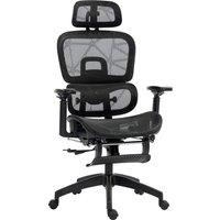 HOMCOM Recliner Office Chair, Executive Office Chair with Lumbar Support, Armrest, Headrest & Footrest for Study and Office, Black Aosom UK