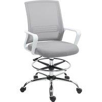 HOMCOM Draughtsman Chair, Mesh Drafting Chair, Ergonomic Office Chair with Lumbar Support, Adjustable Foot Ring, Grey