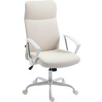 HOMCOM Fabric High Back Office Chair - Cream White
