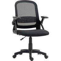 HOMCOM Breathable Mesh Office Chair, Ergonomic Swivel Computer Chair with Flip-up Armrests, Lumbar Back Support for Home/Office, Black
