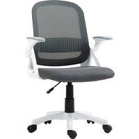 HOMCOM Breathable Mesh Office Chair, Ergonomic Swivel Computer Chair with Flip-up Armrests, Lumbar Back Support for Home/Office, Grey