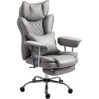 HOMCOM Leathaire Reclining Office Chair with Lumbar Support Pillow - Grey