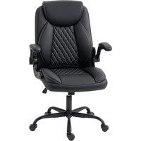 HOMCOM Faux Leather Office Chair. with Flip-Up Armrests - Black