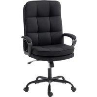 HOMCOM Double Padded Linen-Look Office Chair - Black