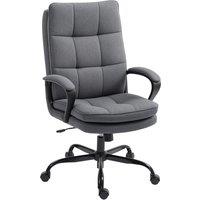 HOMCOM Double Padded Linen-Look Office Chair - Charcoal Grey