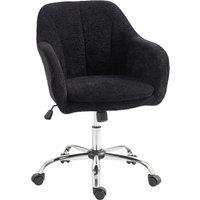HOMCOM Modern Makeup Vanity Chair, Snow Flannel Office Chair with Tub Back, Black
