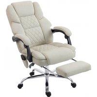 HOMCOM Office Chair with 6-point Vibration Massage and Heat, Fabric Desk Chair with Footrest, High Back, Cream White